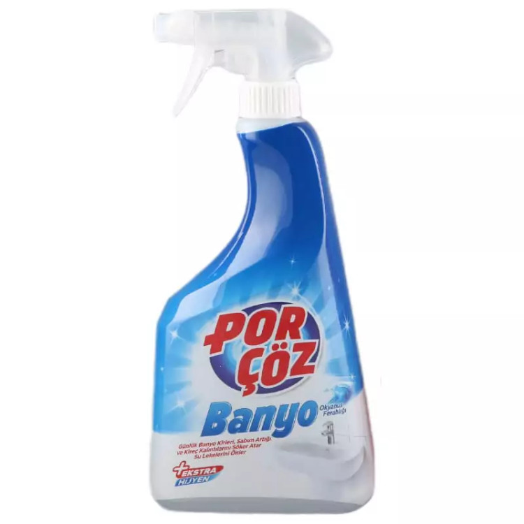 اسپری جرم گیر چندمنظوره رسوب زدای آبی بانیو اکسترا گوجلو پورچوز PORCOZ BANYO ویژه سرویس بهداشتی و حمام و شیرالات 750 میلی لیتر اورجینال ساخت ترکیه
